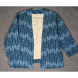 J Jill Pure Jill Blazer Cotton Blend Open Lined Textured Blue Size Small Office